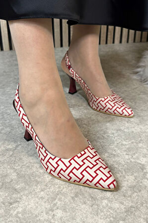 Günlük Kadın Topuklu Ayakkabı Sivri Burunlu Yüksek  İnce Topuklu Arkası Açık Klasik 281 