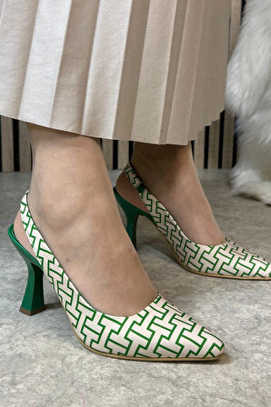 Günlük Kadın Topuklu Ayakkabı Sivri Burunlu Yüksek  İnce Topuklu Arkası Açık Klasik 281 