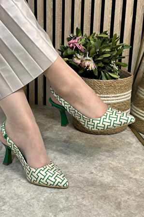 Günlük Kadın Topuklu Ayakkabı Sivri Burunlu Yüksek  İnce Topuklu Arkası Açık Klasik 281 