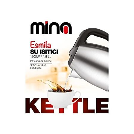 Mina Esmila Su Isıtıcı Çelik Kettle