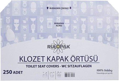 Klozet Kapak Örtüsü 250'Li + R-1308 Klozet Kapak Örtü Aparatı Beyaz,61