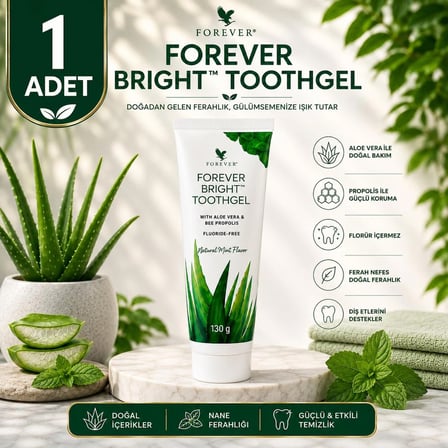 Forever Bright Toothgel Aloe Vera ve Propolis İçeren Diş Macunu (Florür İçermez) 130 g