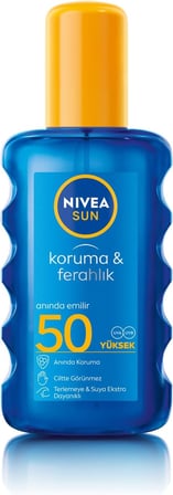 NIVEA SUN SPF50 Yüksek Koruyucu Güneş Spreyi 200ml, Ferahlık, Terlemeye ve Suya Dayanıklı, UVA Koruması
