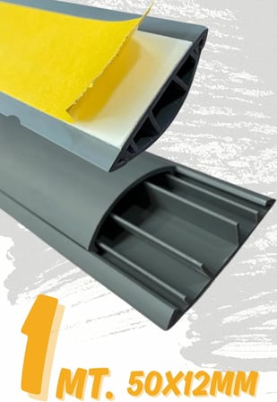 1m Kendinden Yapışkanlı 50x12mm Gri Balık Sırtı Kablo Kanalı (1 Metre)