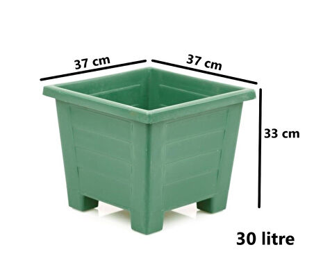 Omnipazar  SY-5848 Dekoratif Plastik Kare Ayaklı Saksı 30 lt Yeşil 6 Adet