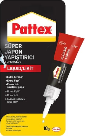 Pattex Süper Yapıştırıcı, Kaliteli Onarımlar için Çok Amaçlı Güçlü Yapıştırıcı, Özel Kapağıyla Kolay Kullanımlı Hızlı Yapıştırıcı, 1x10g