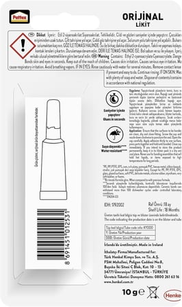 Pattex Süper Yapıştırıcı, Kaliteli Onarımlar için Çok Amaçlı Güçlü Yapıştırıcı, Özel Kapağıyla Kolay Kullanımlı Hızlı Yapıştırıcı, 1x10g