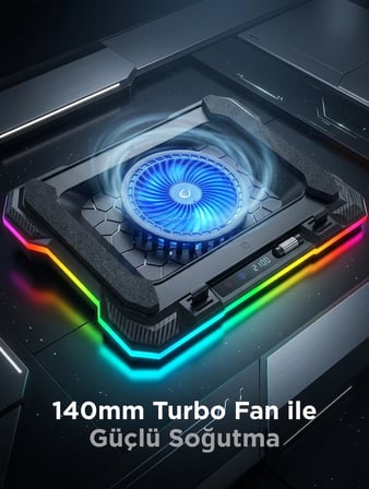 Rampage Cyclone S49 RGB Fanlı 14"-19'' LED Ekranlı Notebook Soğutucu