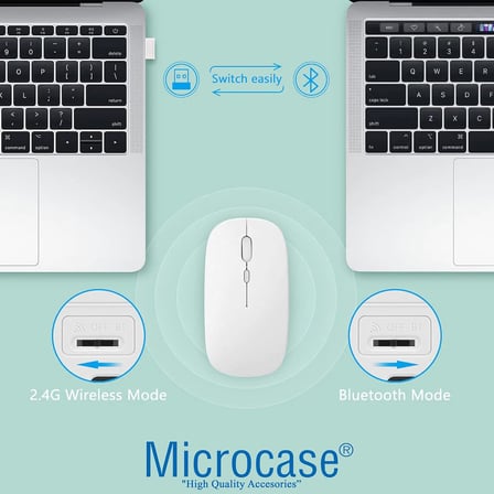 1600 DPI Şarj Edilebilir 2.4 GHz Çift Modlu Bluetooth Kablosuz Mouse - AL2675 Mor