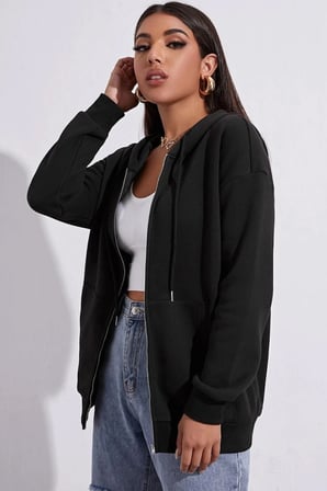 Fermuar Kapüşonlu Sweatshirt