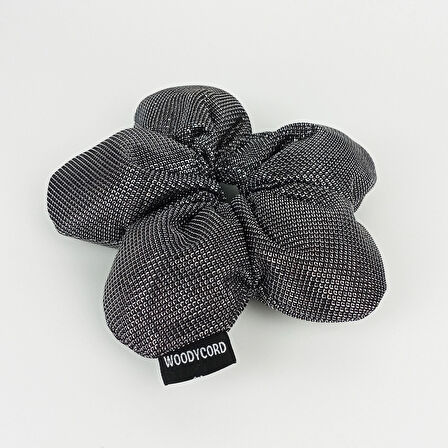Woodycord El Yapımı Gümüş Pofuduk Scrunchie Topuz Tokası