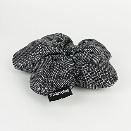 Woodycord El Yapımı Gümüş Pofuduk Scrunchie Topuz Tokası