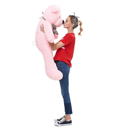 90 cm Rengarenk Papyonlu Peluş Ayıcık - % 100 YERLİ