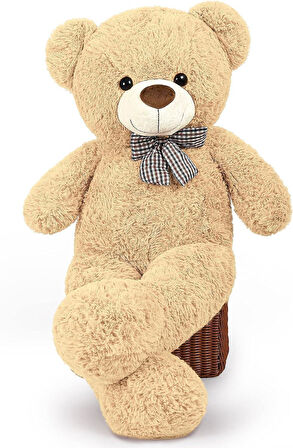 90 cm Rengarenk Papyonlu Peluş Ayıcık - % 100 YERLİ