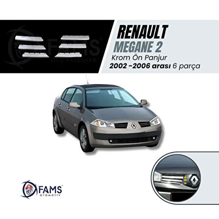 Renault Megane 2 Krom Ön Panjur 6 Prç. 2002-2006 Arası P. Çelik