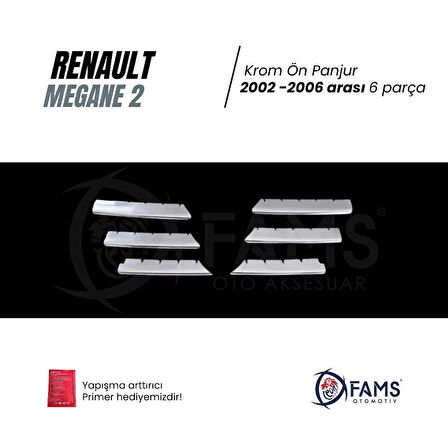 Renault Megane 2 Krom Ön Panjur 6 Prç. 2002-2006 Arası P. Çelik