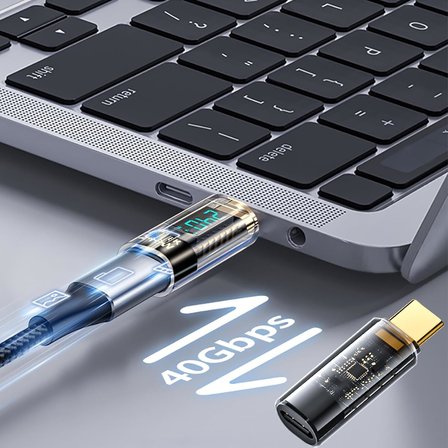 USB-C Güç Ölçer LED Ekranlı Adaptör 240W PD 3.1 Hızlı Şarj 40Gbps Veri 8K Video Destekli Type-C Erkek Dişi Dönüştürücü Voltaj Akım Watt Test Cihazı Tak Çalıştır Kompakt Tasarım | ZR1141