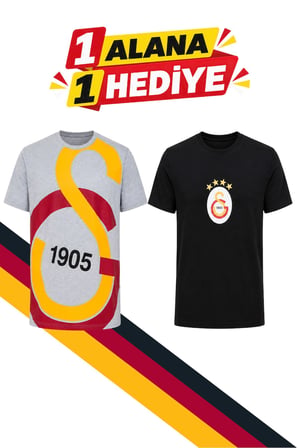 GALATASARAY ORİJİNAL LİSANSLI GRİ T-SHİRT, HEDİYELİ SİYAH T-SHİRT