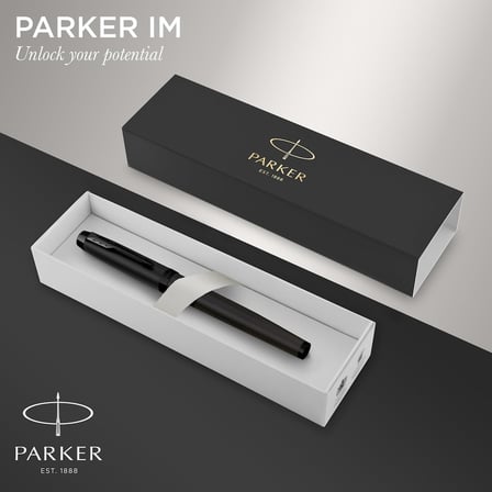 Parker IM Rollerball Kalem | Siyah PVD ile Mat siyah | Siyah Mürekkep Dolgulu İnce Nokta | Hediye Kutusu