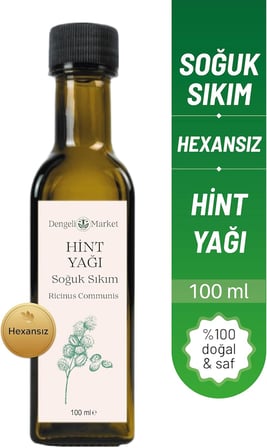 Hint Yağı 100 ml - Soğuk Sıkım Castor Oil, Saç, Kaş, Kirpik ve Cilt Bakımı İçin Nemlendirici ve Besleyici Doğal Bakım Yağı, Vegan ve Katkısız,%100 Saf ve Doğal, Hekzansız