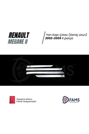 Renault Megane 2 Krom Yan Kapı Çıtası 4 Kapı 2004-2006 Arası P.çelik Uyumlu (Geniş Uzun)
