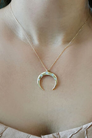 Altın 2.5 Cm Ay Kolye