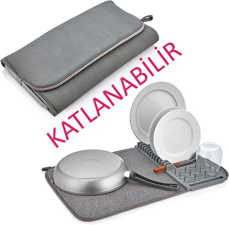 Tezgah Üstü Bulaşıklık Bulaşık Kurutma Matı Süzgeci Katlanır Plastik Sepeti Kurulama Bezi Örtüsü Kurutmalık Katlanabilir Tabaklık Süzgeçleri