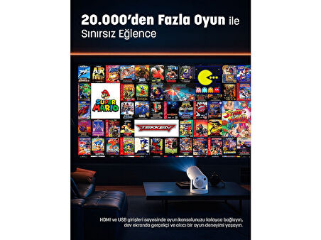 JEERO Oyunlu Projeksiyon Cihazı 2 Kollu -20.000 Oyun -Türkçe Menü Android