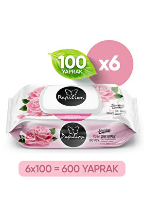 Papilion Premium Gül Özlü Ekstra Soft Islak Havlu 100x6 - 600 Yaprak