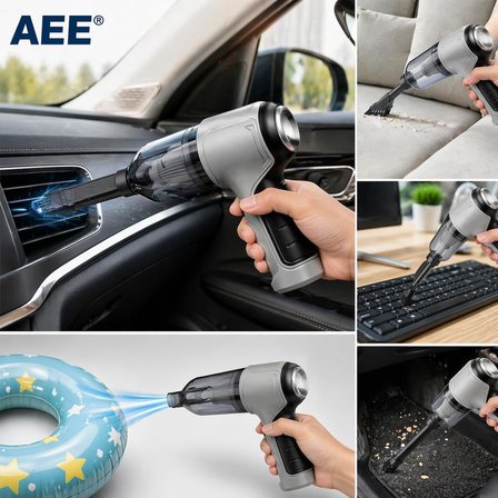 ® Şarjlı Araç Süpürgesi 120W 6000Pa – Üfleme Özellikli Mini El Süpürgesi Oto Ofis Klavye Kasa Vakum Şişirme Seti