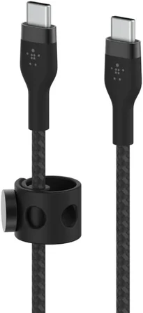 MacBookPro, iPadPro, GalaxyS22, Ultra, Plus - Siyah gibi cihazlar için Power Delivery PD ile hızlı şarj için BoostChargePro Flex Örgülü USB-C - USB-C Kablosu 1m USB-IF Onaylı