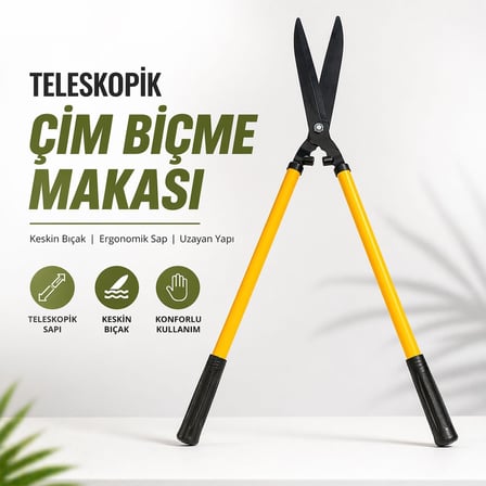 Teleskopik Çim Biçme Makası Uzatılabilir Saplı Bahçe Makası Profesyonel Çit Budama Makası Dayanıklı