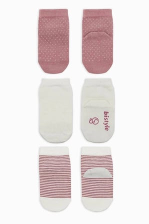 NessiWorld Puanlı Kaymaz Penye Soket Çorap 3'Lü BS10108 Pudra