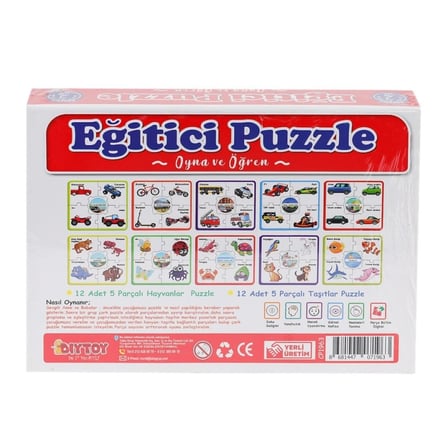 7196 Çark Puzzle Hayvanlar Taşıtlar 60 Parça