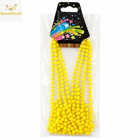 Neon Sarı Boncuk Kolye 80 cm – Retro 80’ler 90’lar Parti Aksesuarı