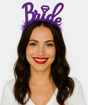 Mor Renk Bekarlığa Veda İtalik Yazı Alyanslı Bride Taç