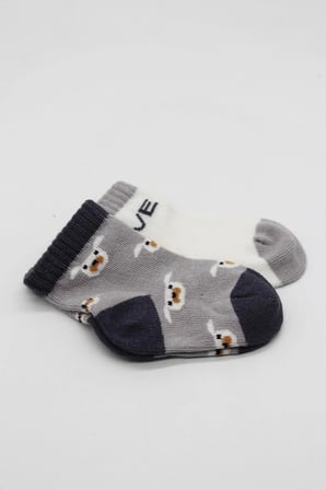 2'Li Love Dog Penye Soket Çorap 10118 Gri
