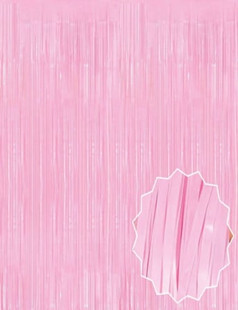 Soft Pembe Püsküllü Kapı Perdesi - Parti, Baby Shower, Cinsiyet Partisi 1x2 m