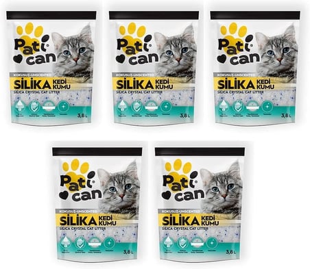 PATİCAN 5 ADET SİLİKA KRİSTAL KEDİ KUMU 3.8 LT