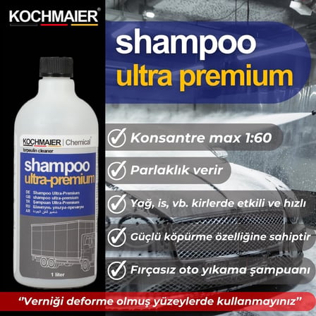shampoo ultra premium Oto Araç Cilalı Fırçasız Şampuan Temizleyici Kopüklü Snow Foam Yıkama Konsantre 1:60 (1 Litre)