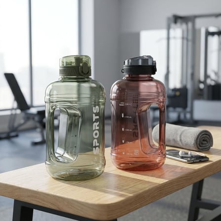 2.2 Litre Motivasyonel Su Şişesi - Kırılmaz Polikarbon Ölçekli Sporcu Suluğu Sızdırmaz Kapaklı ve Kulplu Dev Su Matarası (Asorti Karışık Renk Gönderim)