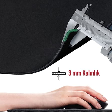 Klasse Classic Mouse Pad, Dikişli Kenar, Kaymaz Taban, Büyük Boy Pürüzsüz Yüzey, Baskısız Ofis Tipi Masa Koruyucu, Ergonomik Mouse Ped (90x40 cm - XX Large, Siyah)