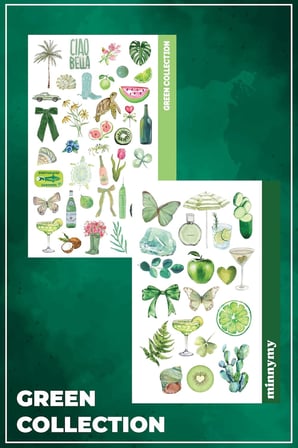 Green Collection Planlayıcı Sticker Seti, Ajanda ve Günlük için, Kendinden Yapışkanlı, 10x20 cm, 2'li Set, Çok Amaçlı Organizasyon