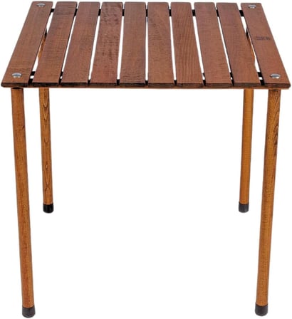 L 60cm x 60cm x 50cm Ahşap Katlanır Rulo Kamp ve Piknik Masası Kahverengi