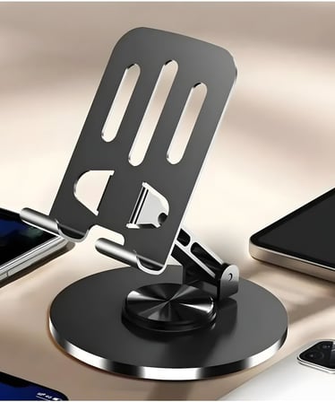 DUFFA Premium Full Metal Masaüstü Tablet ve Telefon Standı - 360° Mekanik Döner Tabanlı Katlanabilir Telefon Tutucu, Tüm Tabletlerle Uyumlu Ayarlanabilir Metal Stand (Uzay Grisi)