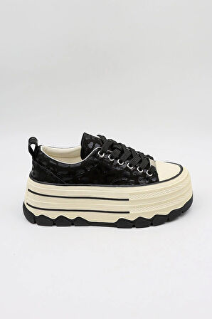 KristeBell İthal Özel Seri Kadın Dolgu Taban Sneaker Ayakkabı KB1015 - Siyah - 36