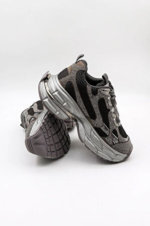 KristeBell İthal Özel Seri Kadın Taşlı Sneaker Ayakkabı KB1030  - Siyah - 36