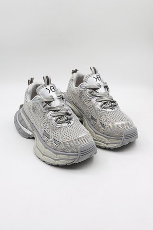 KristeBell İthal Özel Seri Kadın Taşlı Sneaker Ayakkabı KB1030  - Gri - 36