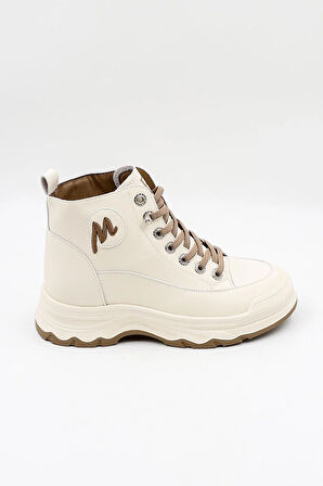 KristeBell İthal Bağcıklı Sneaker Kadın Spor Bot 2009 - Vizon - 36