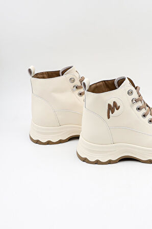 KristeBell İthal Bağcıklı Sneaker Kadın Spor Bot 2009 - Vizon - 36